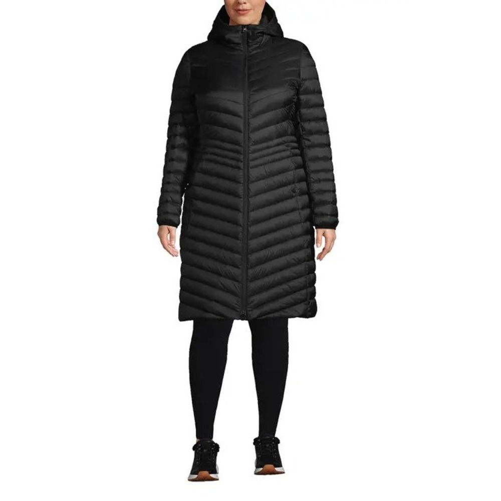 Lands End Wanderweight Ultralight Packable Down Coat Black 2X 518665 Puffer